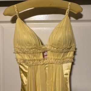 Marc bouwer silk flowy yellow gown w/ straps.